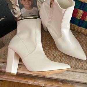 White Pointy Booties Size 8